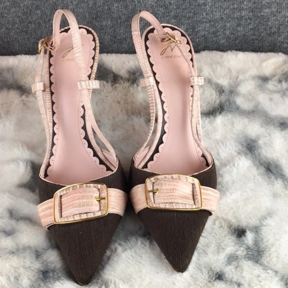 J. Vincent Elegant Croc Buckle‎ Accent Heels Women's Heels 7.5 M